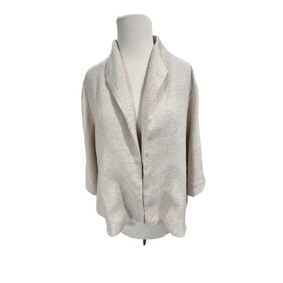 Eileen Fisher Jackets & Blazers - Eileen Fisher Silk Linen Blend Ivory Jacket PL Lagenlook Career Open Cardigan